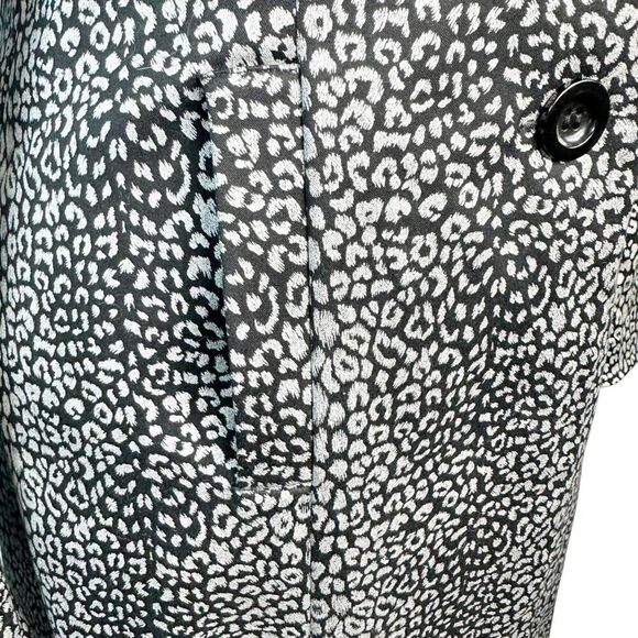 Vintage bebe Silver Metallic Leopard Animal Print Coat Lined Pockets USA Size 10 - Picture 5 of 10
